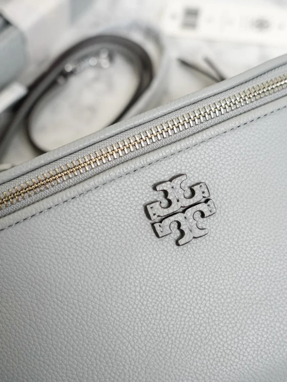 Tory Burch Thea Pebbled Leather Belt Bag Fanny Pack in Misty Cloud 165917 NWT